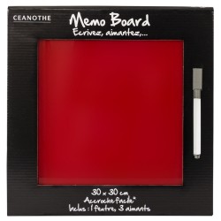 Mémo board magnétique verre rouge 30x30 cm